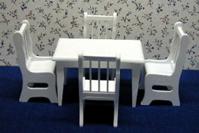 Dollhouse Miniature 5Pc Oak Table/Chair Set